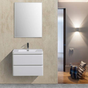 Eviva Glazzy 30″ Wall Mount Modern Bathroom Vanity w/ White Integrated Top Vanity Eviva